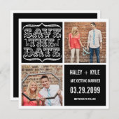 Moderne Schwarze u. Weiß-Save the Date Foto-Karten Einladung (Vorne/Hinten)