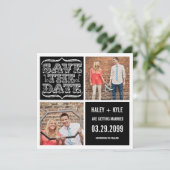 Moderne Schwarze u. Weiß-Save the Date Foto-Karten Einladung (Stehend Vorderseite)