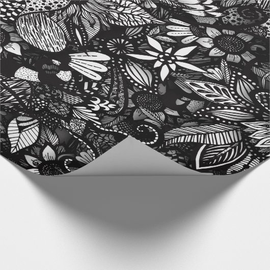 Moderne schwarze u. weiße gezeichnete geschenkpapier (Ecke)