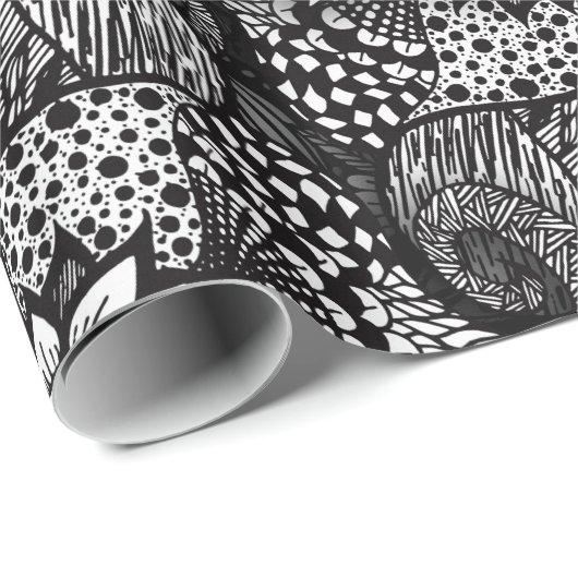 Moderne schwarze u. weiße gezeichnete geschenkpapier (Rolleneckpunkt)