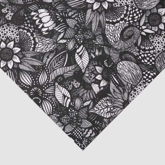 Moderne schwarze u. weiße gezeichnete seidenpapier (Ausschnitt)