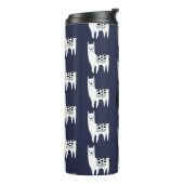 Moderne schwarze u. weiße Lamas mit Initiale Thermosbecher (Nach links gedreht)