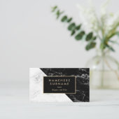 Moderne schwarze u. weiße MarmorgoldVisitenkarte Visitenkarte (Stehend Vorderseite)