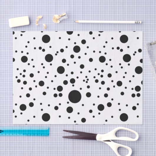 Moderne schwarze u. weiße Punkte Seidenpapier (Handwerk)