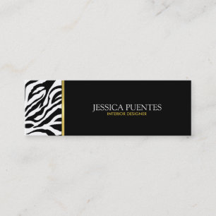 Moderne schwarze u. weiße Zebra-Streifen mit Gold Mini Visitenkarte