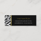 Moderne schwarze u. weiße Zebra-Streifen mit Gold Mini Visitenkarte (Rückseite)