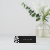 Moderne schwarze u. weiße Zebra-Streifen mit Gold Mini Visitenkarte (Stehend Vorderseite)