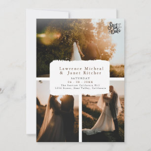 Moderne schwarze übermäßig 3 Foto minimalist Einla Save The Date