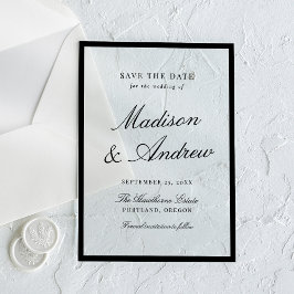 Moderne Schwarze Umrandete Hochzeit Save the Date Acryleinladungen