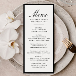 Moderne schwarze Umrandung Hochzeit Menükarte