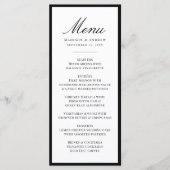 Moderne schwarze Umrandung Hochzeit Menükarte (Vorderseite)