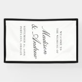 Moderne schwarze Umrandung Hochzeit Willkommen Banner (Horizontal)