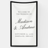 Moderne schwarze Umrandung Hochzeit Willkommen Banner (Vertikal)