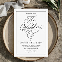 Moderne Schwarze Umrandung Schrift Hochzeit