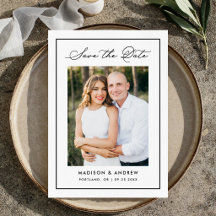 Moderne schwarze Umrandung Schrift Hochzeit Termin