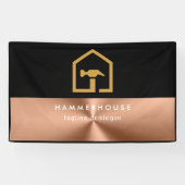 Moderne schwarze und bronzene Baubranchen-Firma Banner (Horizontal)