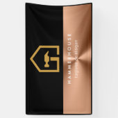 Moderne schwarze und bronzene Baubranchen-Firma Banner (Vertikal)