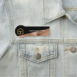 Moderne schwarze und bronzene Baubranchen-Firma Namensschild