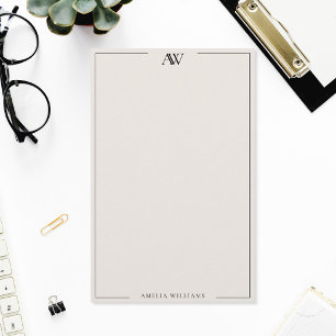 Moderne schwarze und elfenbeinfarbene minimalistis briefpapier