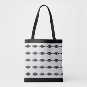 Moderne schwarze und fast weiße Muster Tasche