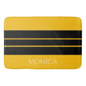 moderne schwarze und gelbe Monogramm-Name Badematte (Vorderseite)