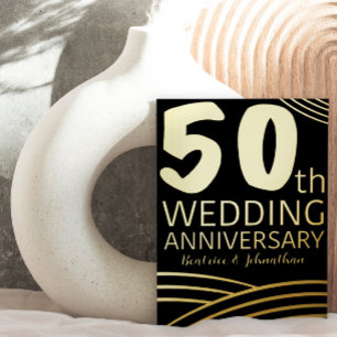 Moderne schwarze und goldene 50. Hochzeitstag-Feie Folieneinladung