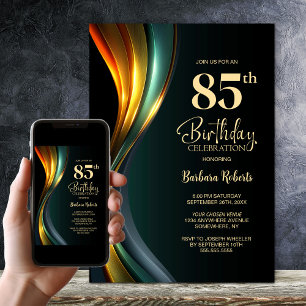 Moderne schwarze und goldene 85. Geburtstagsfeier Einladung