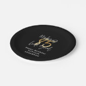 moderne schwarze und goldene 85. Geburtstagsparty Pappteller (Schrägansicht)