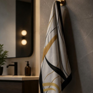 Moderne schwarze und goldene abstrakte Handtücher