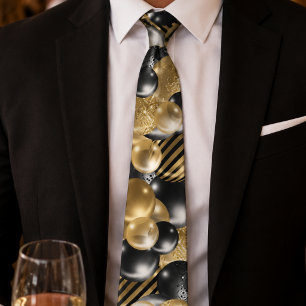 Moderne schwarze und goldene Ballons Krawatte