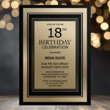 Moderne schwarze und goldene Border 18. Geburtstag