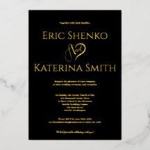 Moderne schwarze und goldene Folien-Hochzeitseinla