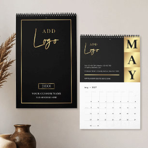 Moderne schwarze und goldene Geschäftslogo-Marke 2 Kalender