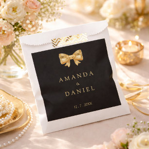 Moderne schwarze und goldene Hochzeit goldene Schl Geschenktütchen