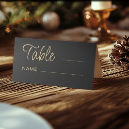 Moderne schwarze und goldene Hochzeitstisch-Nummer Platzkarte