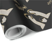 Moderne schwarze und goldene Krippe Weihnachten Geschenkpapier (Rolleneckpunkt)