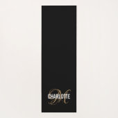 Moderne, schwarze und goldene Monogramm-Bezeichnun Yogamatte (Rückseite)