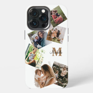 Moderne schwarze und goldene Monogramm-Mehrfach-Fo iPhone 13 Pro Hülle