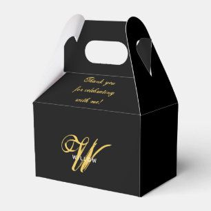 Moderne schwarze und goldene Monogramm-Vintage-Dan Geschenkschachtel