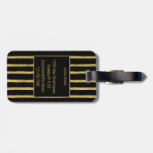 Moderne schwarze und goldene Streifen Gepäckanhänger (Rückseite horizontal)