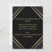 Moderne schwarze und goldene Streifen zum Geburtst Einladung (Rückseite)