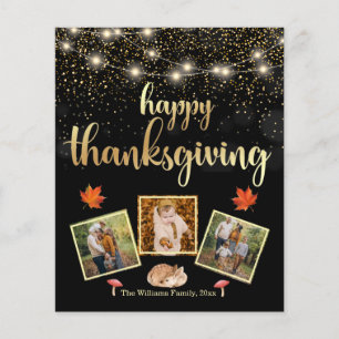 Moderne schwarze und goldene Thanksgiving-Fotocoll Flyer
