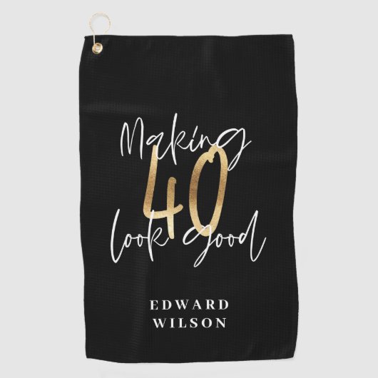 Moderne schwarze und goldene Typografie 40. Golfhandtuch (Vorderseite)