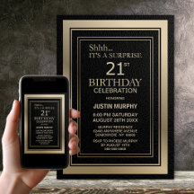 Moderne schwarze und goldene Überraschung zum 21.