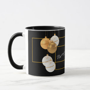 Moderne schwarze und goldene Weihnachtstasse Tasse