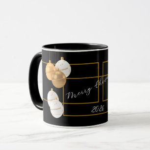 Moderne schwarze und goldene Weihnachtstasse Tasse