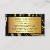 Moderne schwarze und goldene Zebrastreifen Visitenkarte (Rückseite)