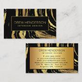 Moderne schwarze und goldene Zebrastreifen Visitenkarte (Vorne/Hinten)
