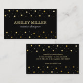 Moderne schwarze und goldgelbe Polka Dots Visitenkarte (Vorne/Hinten)