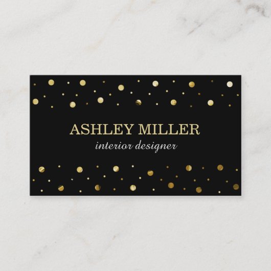 Moderne schwarze und goldgelbe Polka Dots Visitenkarte (Vorderseite)